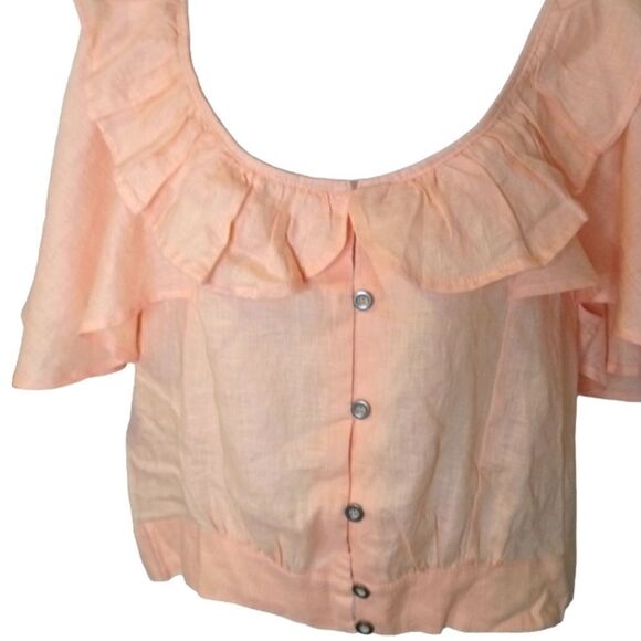 Free People Sweet Times peach linen top size L - Picture 4 of 7